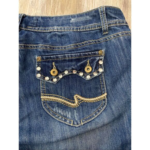 Fashion Bug Capri Cuffed Jeans Rhinestone Distressed Women’s Sz 20W - Picture 6 of 6
